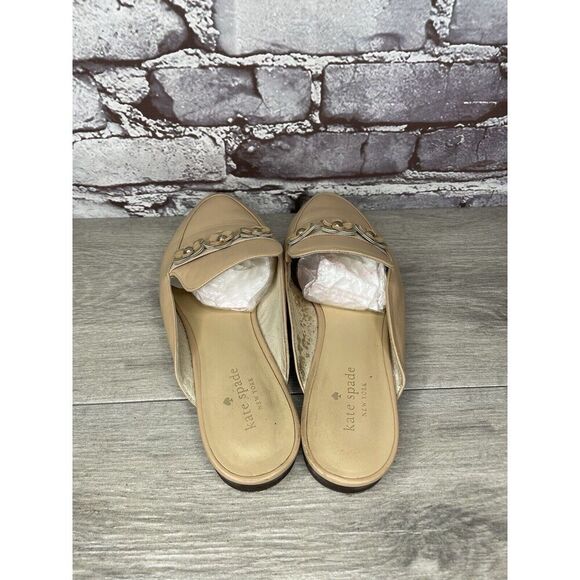 Kate Spade Nude Pink Leather Floral Accent Pointed Mules Shoes Women 8M US/39EU - Picture 15 of 16